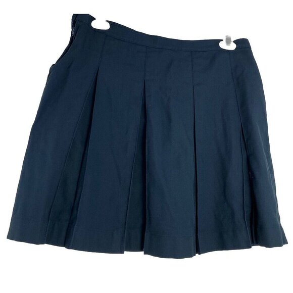 Lands End Skirt Adult  Pleated Tab Pocket Work Uniform Bottom Womens Sz: 13 Blue - Picture 2 of 10